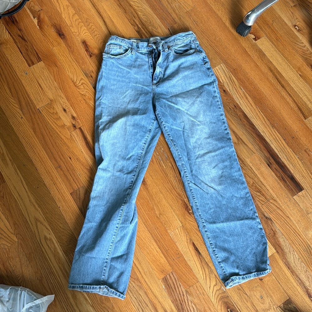 Blue denim high waisted jeans